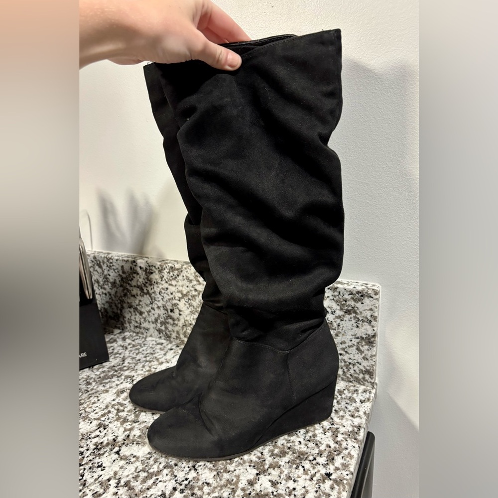Kelly & Katie Black Over the Knee Boots